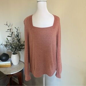 Barefoot Dreams Square Neck Pullover Pink Mauve Cozy Chic Ultralite top